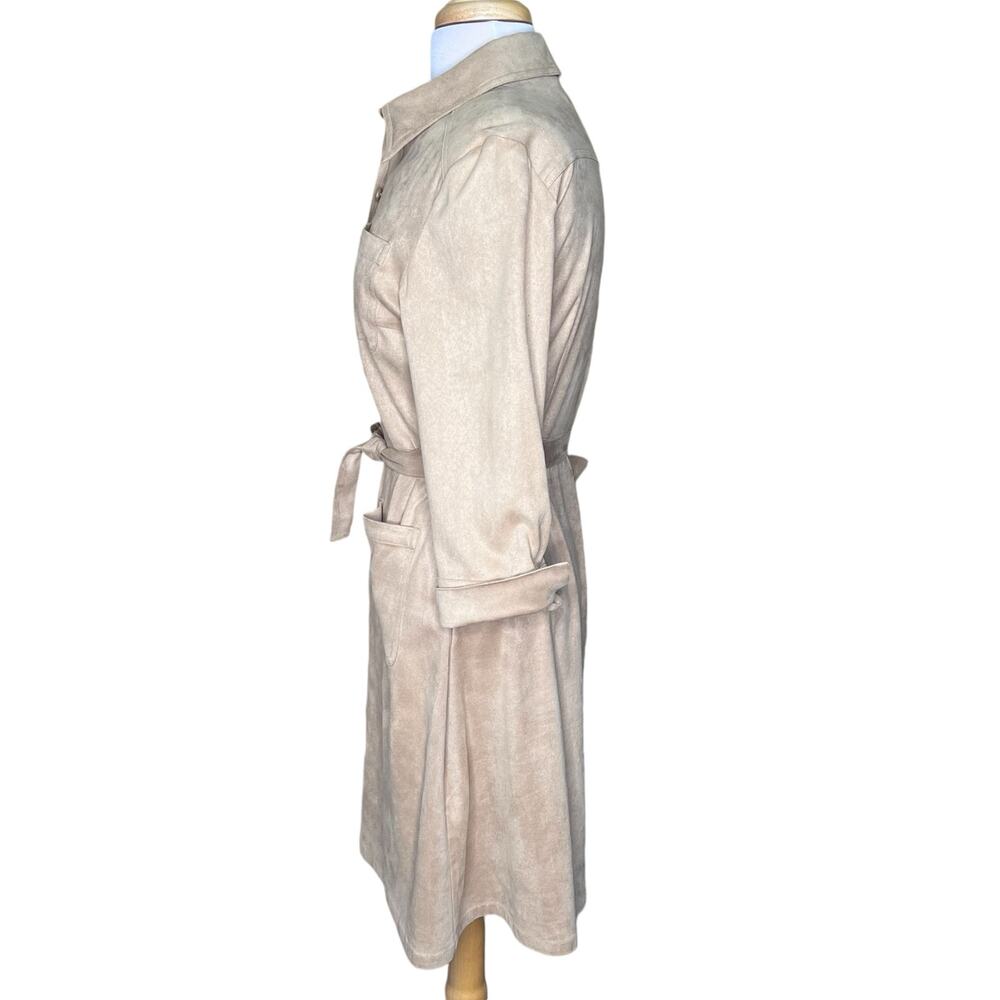 Talbots Petites Women’s Tan Faux Suede Belted Shirt Dress Size 8 EUC - Picture 9 of 12
